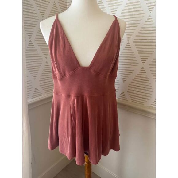 Free People Women’s Medium Never Let You Go Tie Back Tank in Brown - Picture 3 of 8